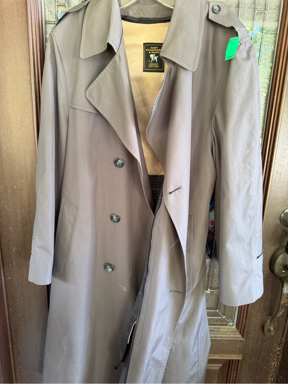 Hart Schaffner Marx Brown/Taupe Double-Breasted Trench Coat